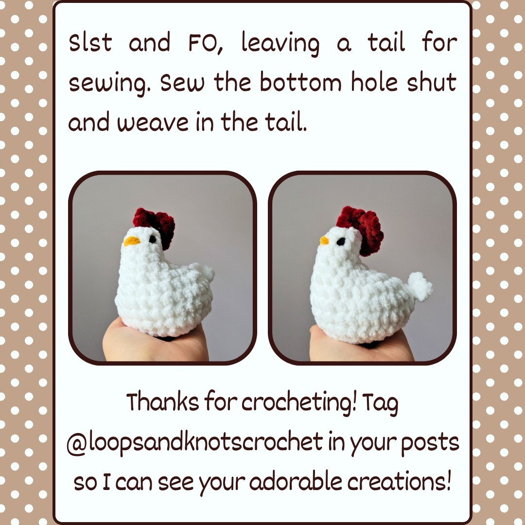 White chicken crochet pattern with red comb