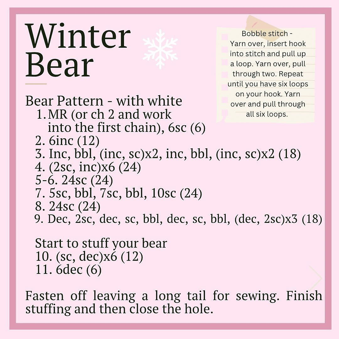 winter bear free no sew pattern