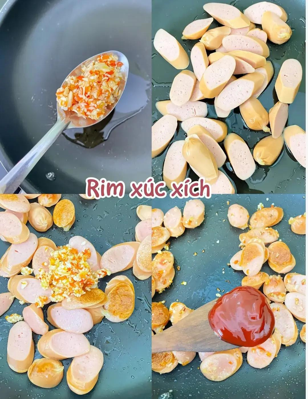 xúc xích rim mắm ớt xanh siêu cay