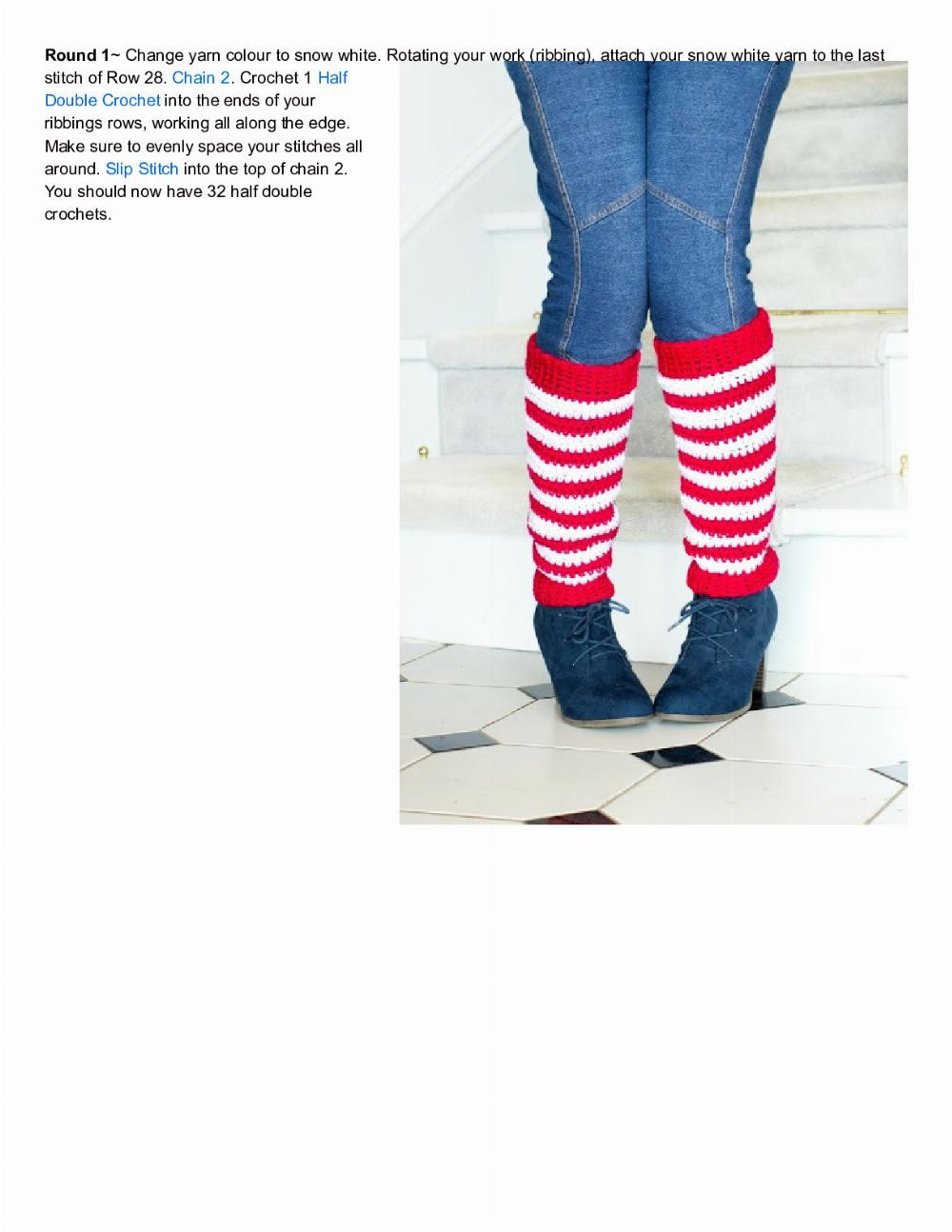 Adult Candy Cane Leg Warmers Crochet Pattern