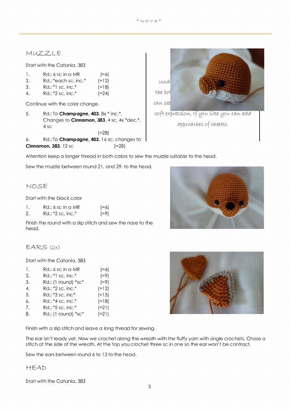 Amigurumi pattern Fox *Nova* (Music box size)