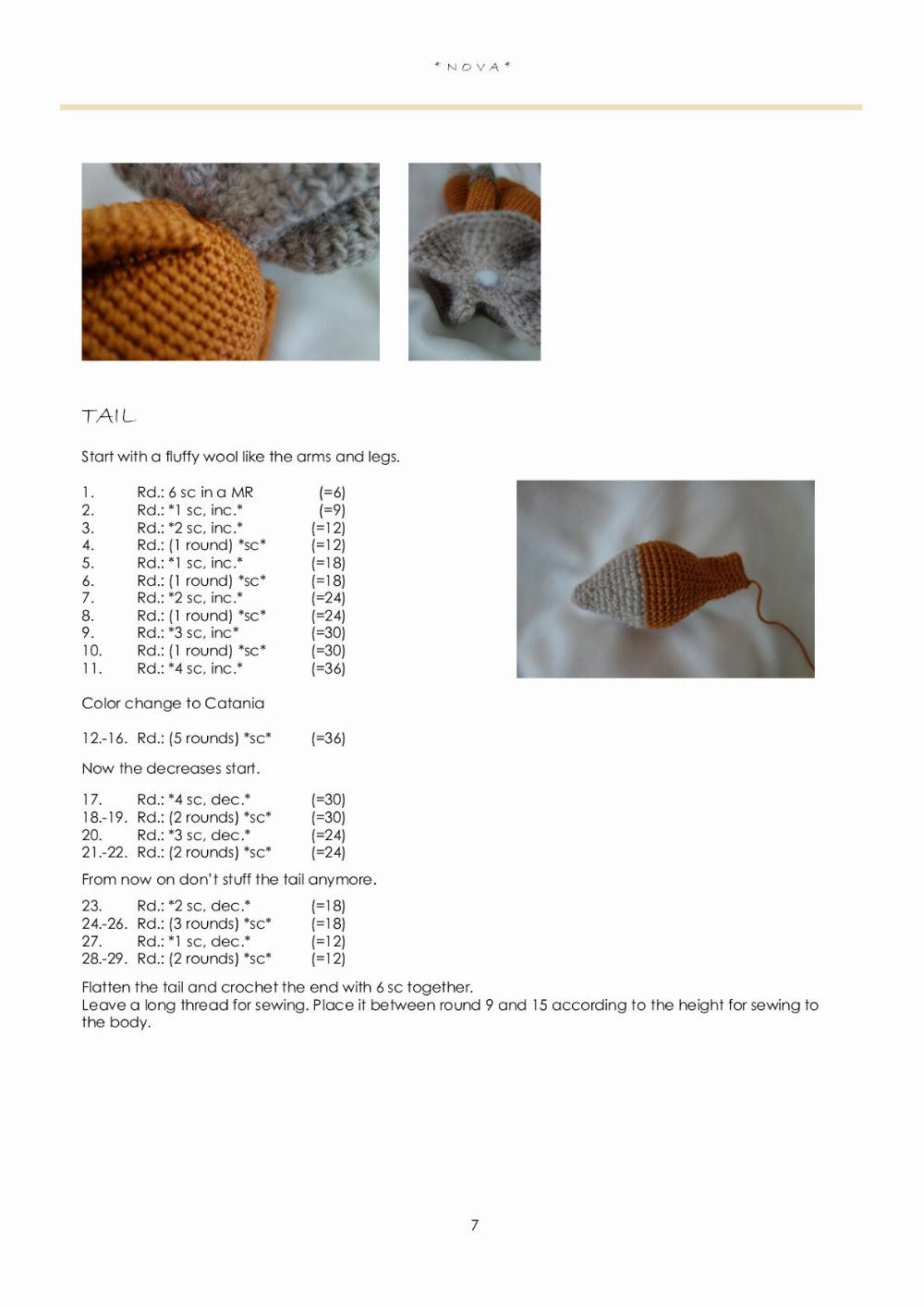 Amigurumi pattern Fox *Nova* (Music box size)