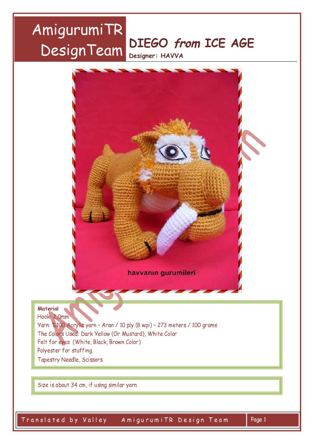 AmigurumiTR CRASH & EDDIE from ICE AGE crochet pattern