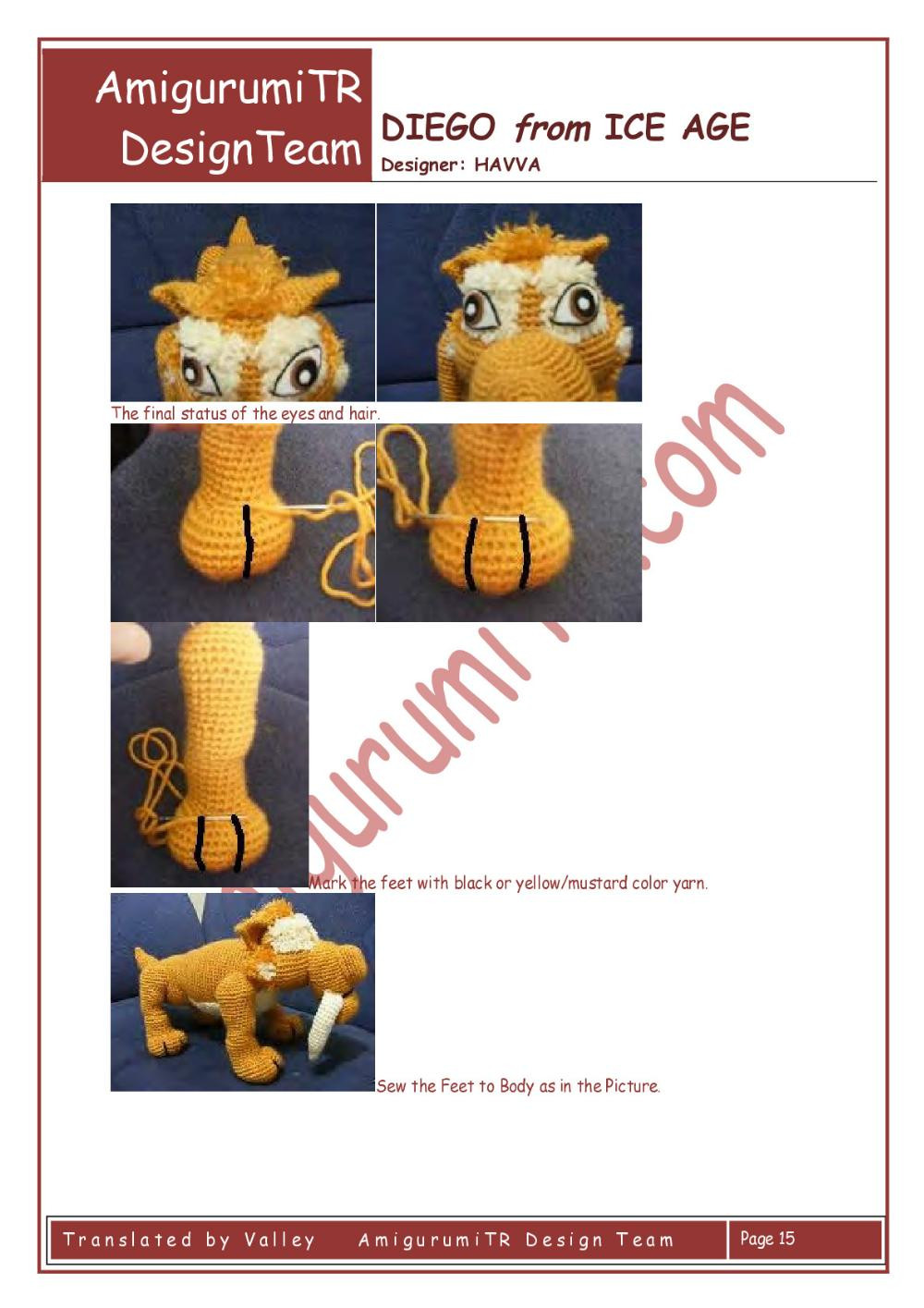 AmigurumiTR CRASH & EDDIE from ICE AGE crochet pattern