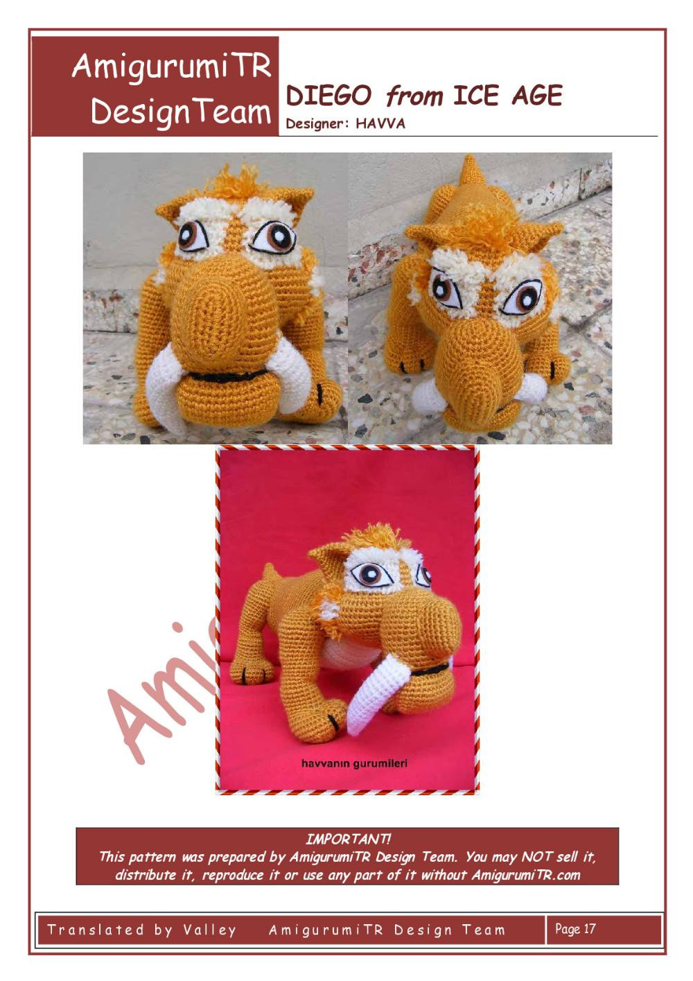 AmigurumiTR CRASH & EDDIE from ICE AGE crochet pattern