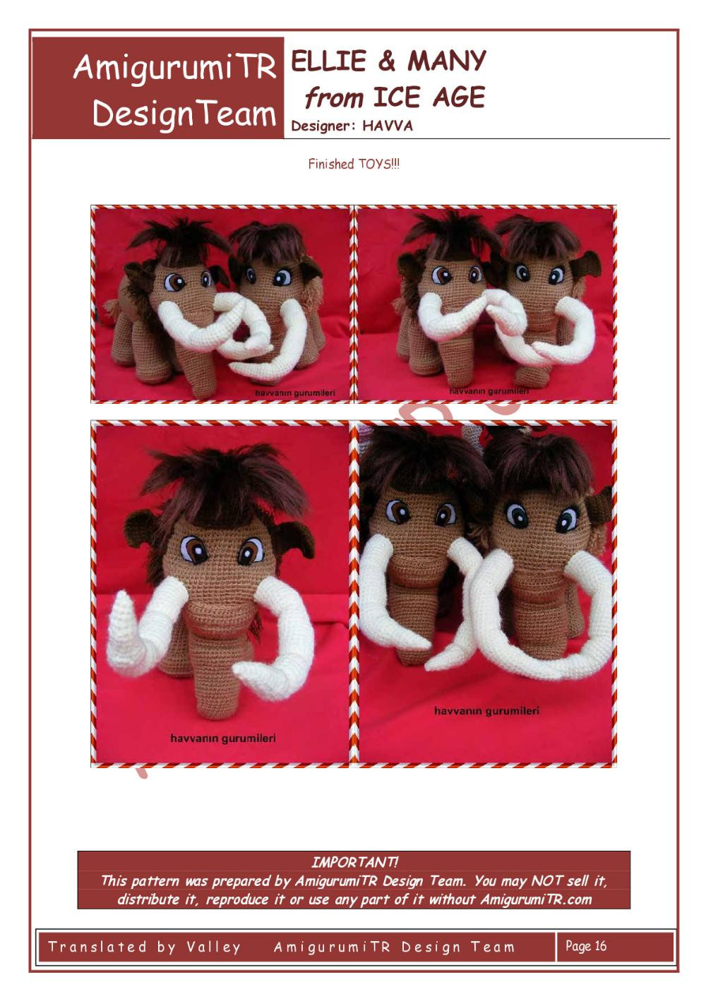 AmigurumiTR CRASH & EDDIE from ICE AGE crochet pattern