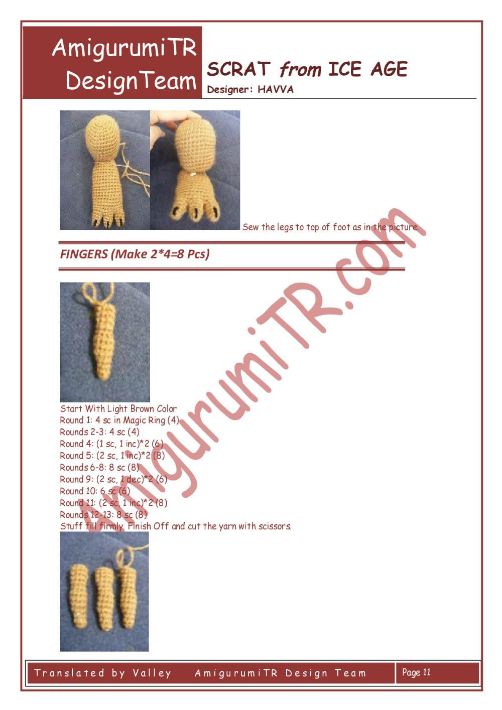 AmigurumiTR CRASH & EDDIE from ICE AGE crochet pattern