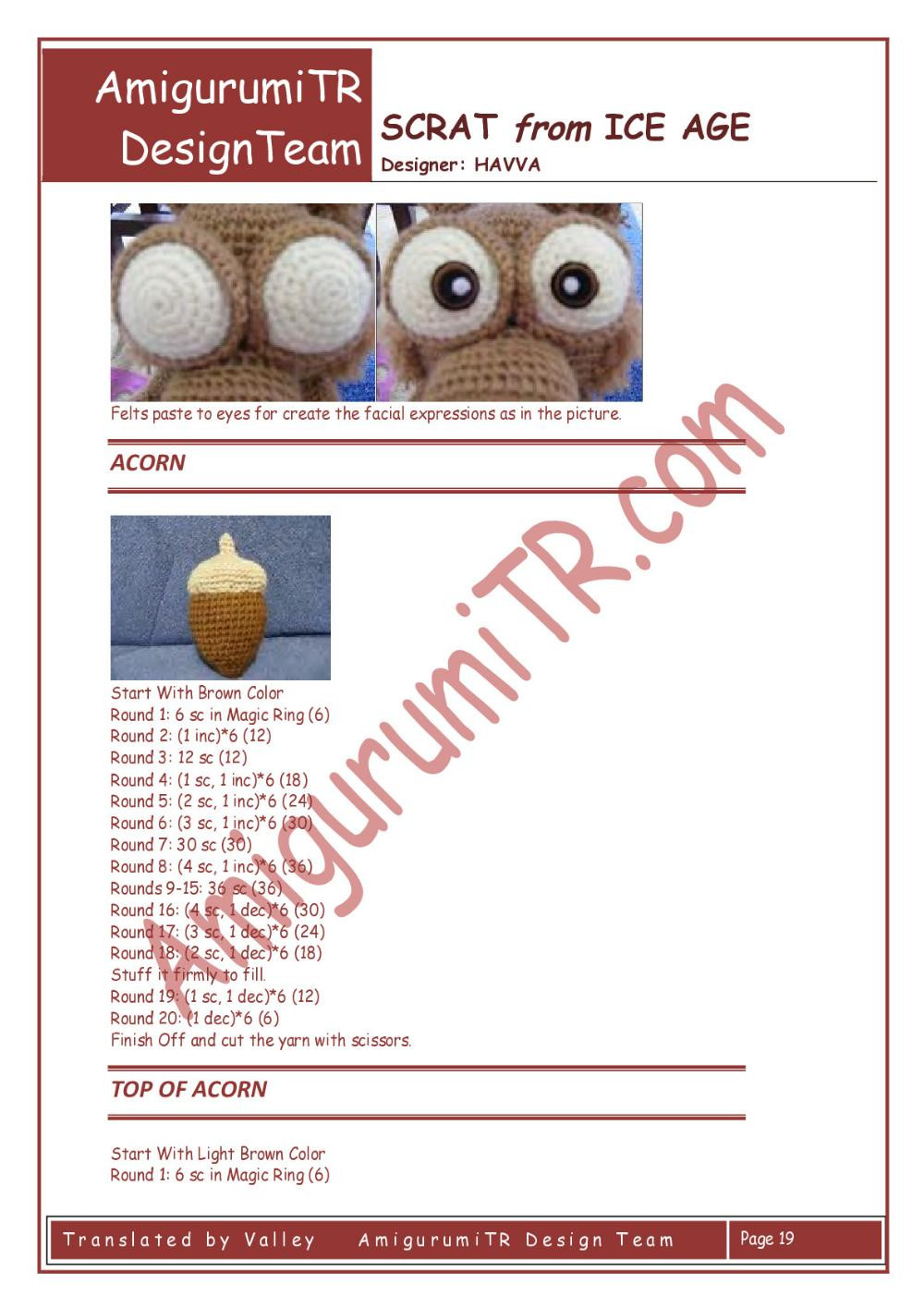 AmigurumiTR CRASH & EDDIE from ICE AGE crochet pattern