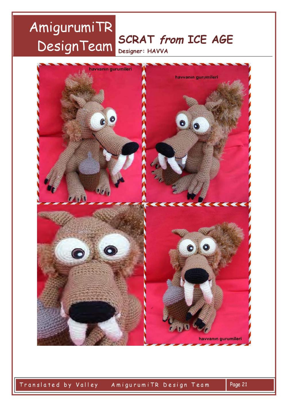 AmigurumiTR CRASH & EDDIE from ICE AGE crochet pattern