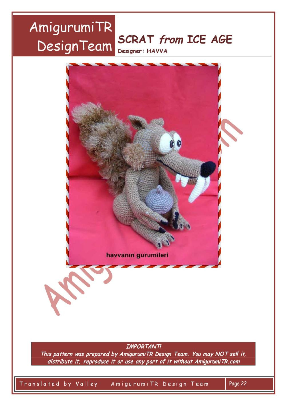 AmigurumiTR CRASH & EDDIE from ICE AGE crochet pattern