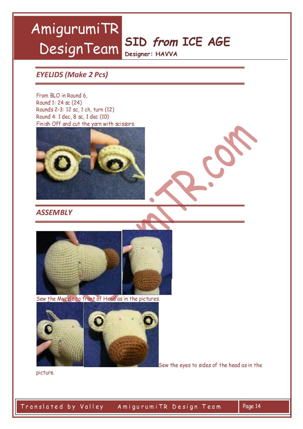 AmigurumiTR CRASH & EDDIE from ICE AGE crochet pattern