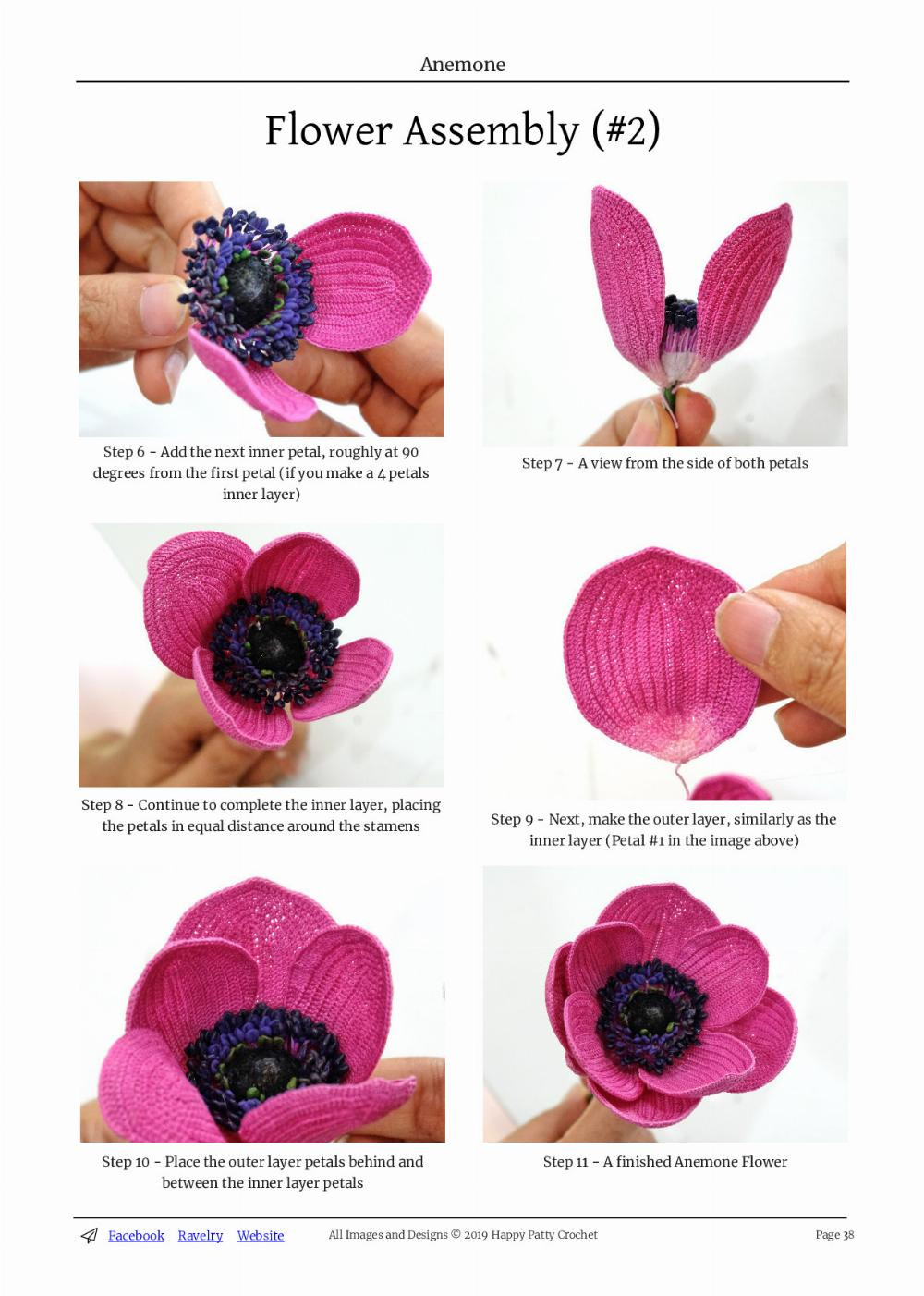 anemone cronaria flower crochet pattern