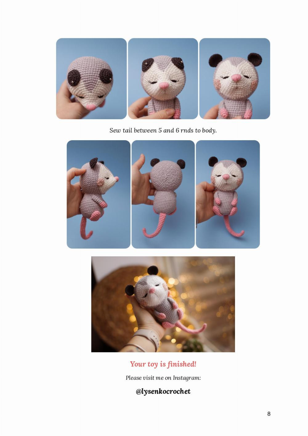 baby Opossum crochet pattern