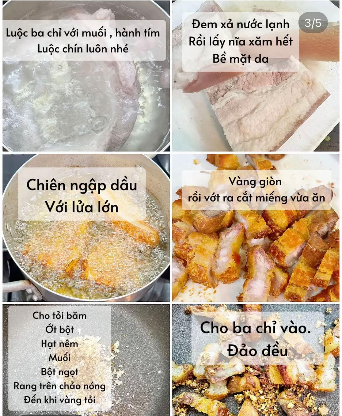 cách làm ba chỉ rang muối