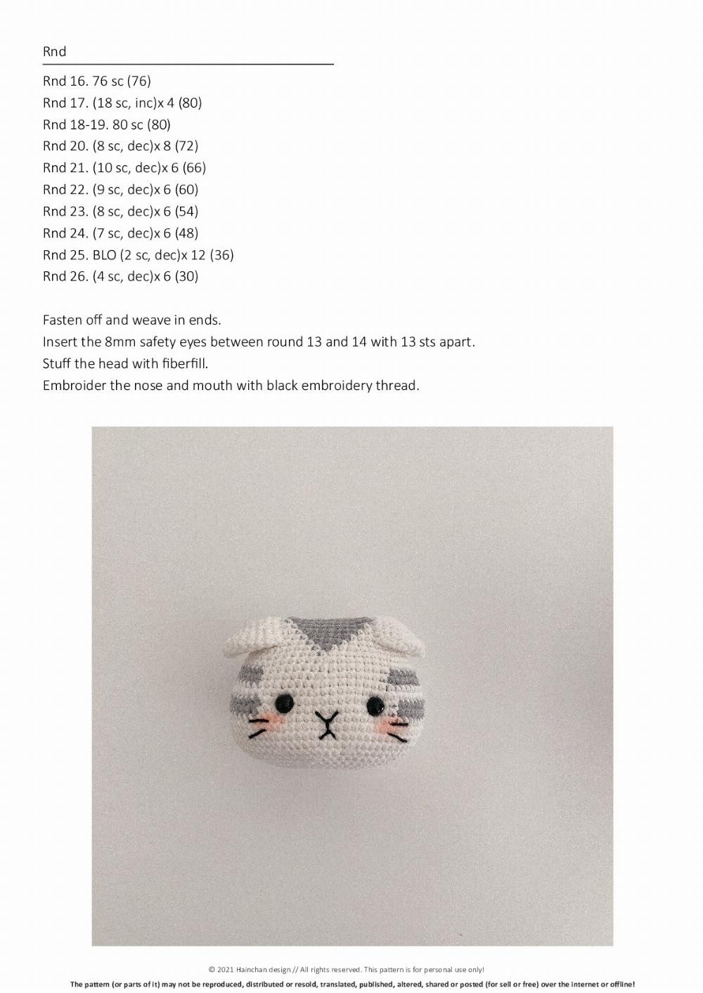 CAT COLLECTION SCOTTISH FOLD CAT CROCHET PATTERN