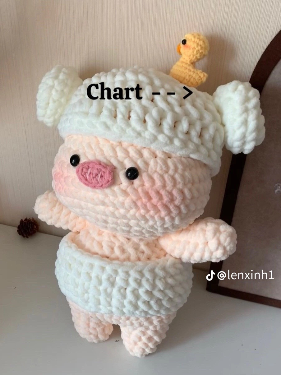 Chart heo đội khăn tắm size to, cơ to, kích thước to