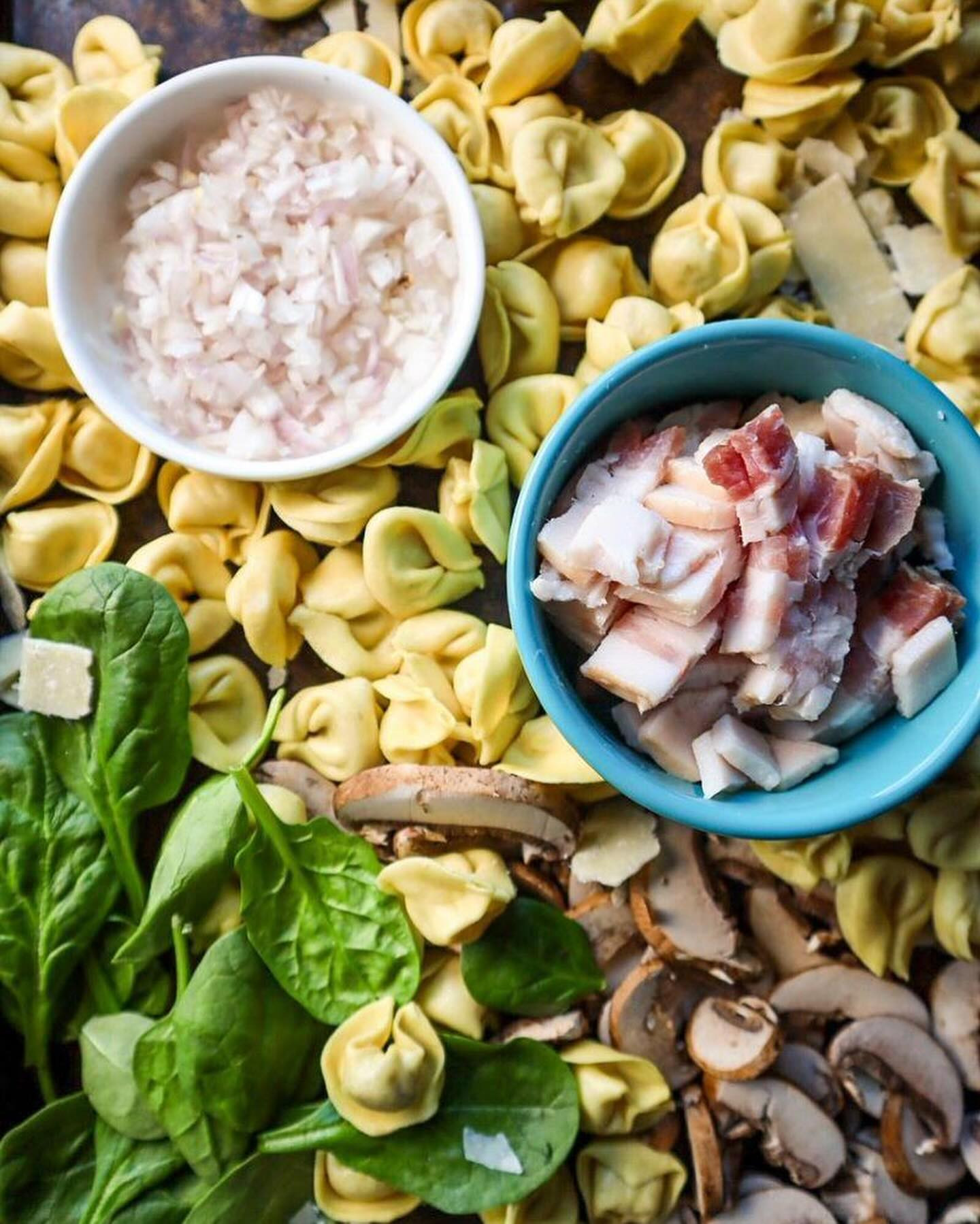 Creamy Bacon, Mushroom, & Parmesan Tortellini Soup