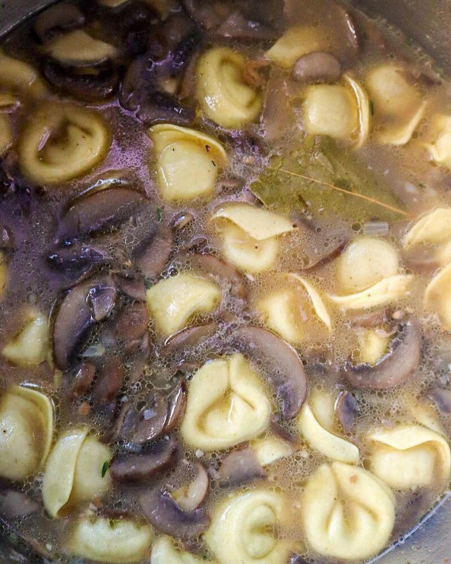 Creamy Bacon, Mushroom, & Parmesan Tortellini Soup