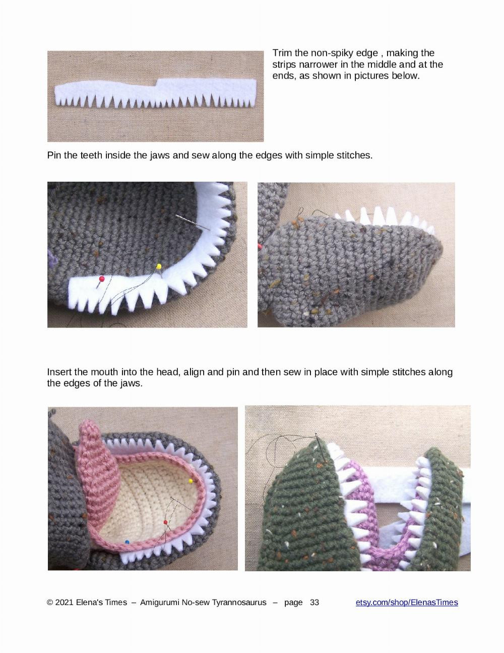 Crochet Amigurumi Pattern – No-sew Tyrannosaurus