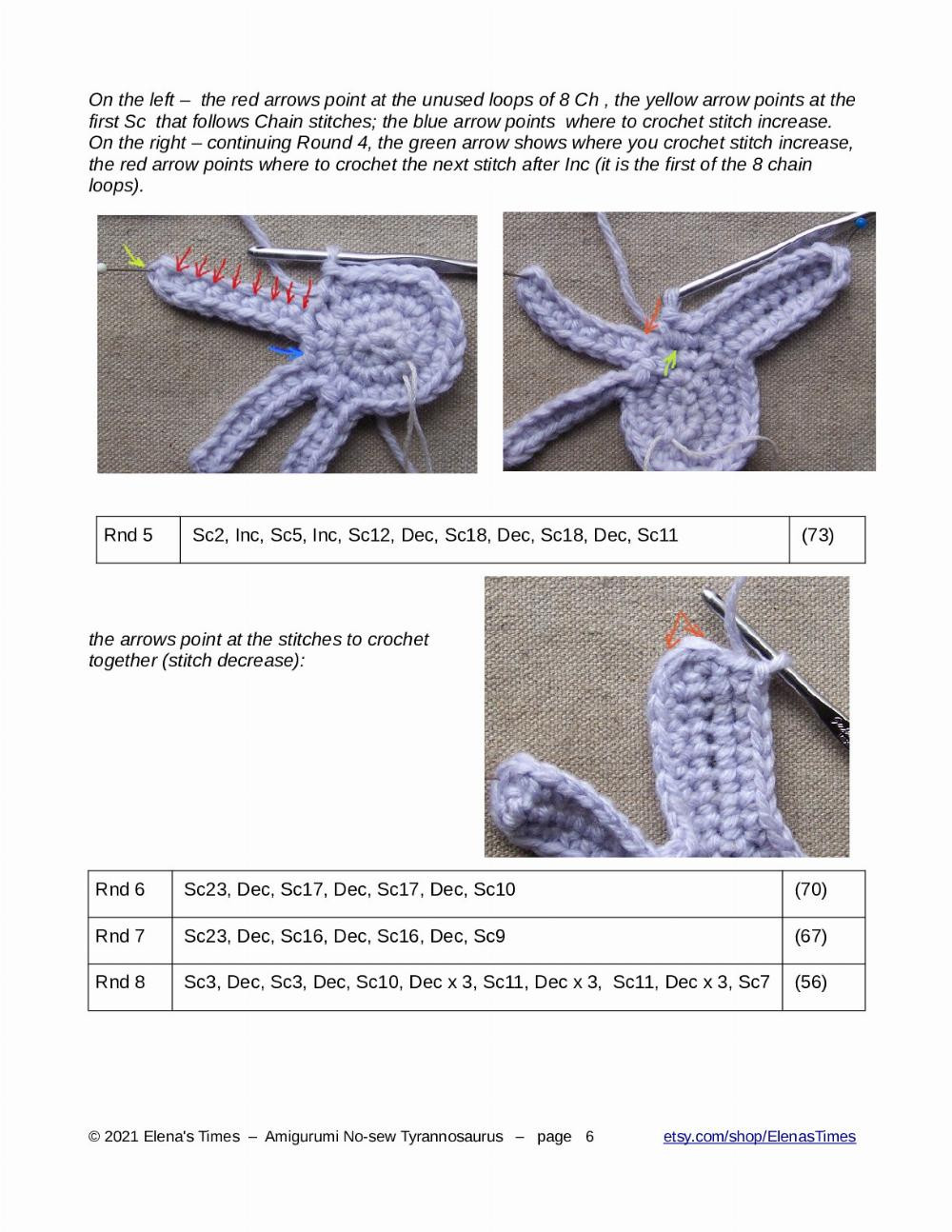 Crochet Amigurumi Pattern – No-sew Tyrannosaurus