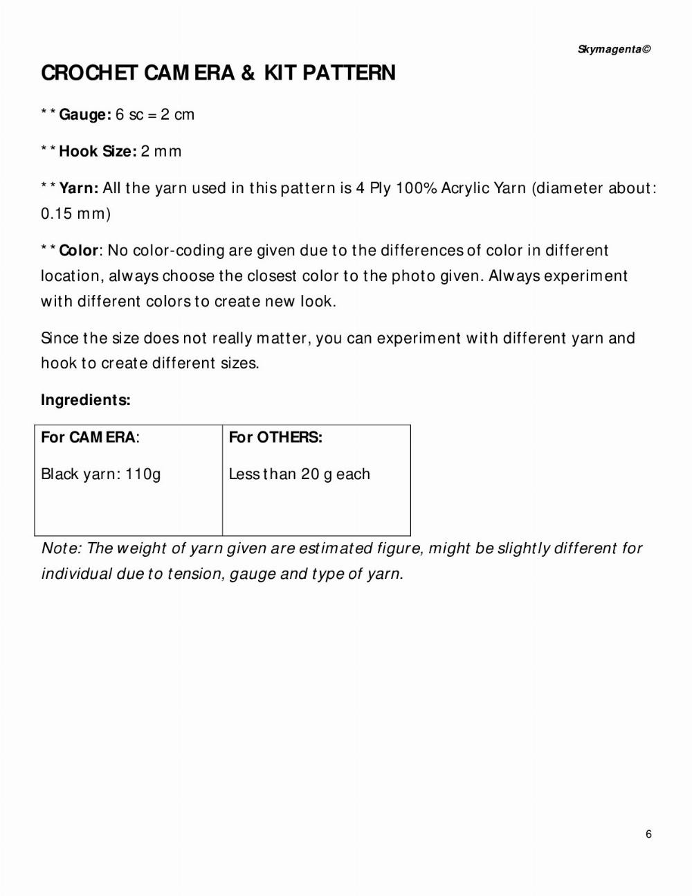 Crochet Camera & kit pattern