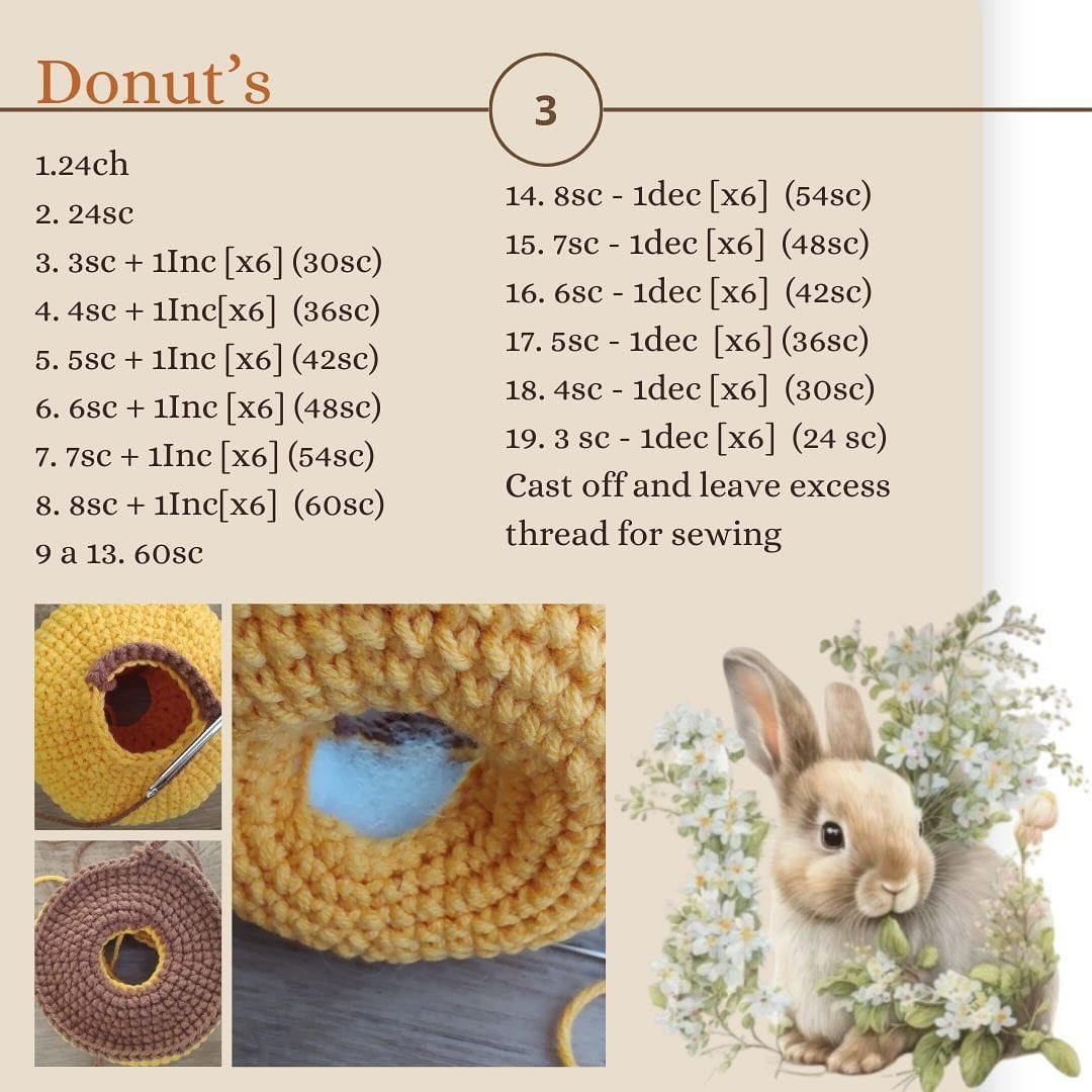 crochet Donut bunny doughnut pattern