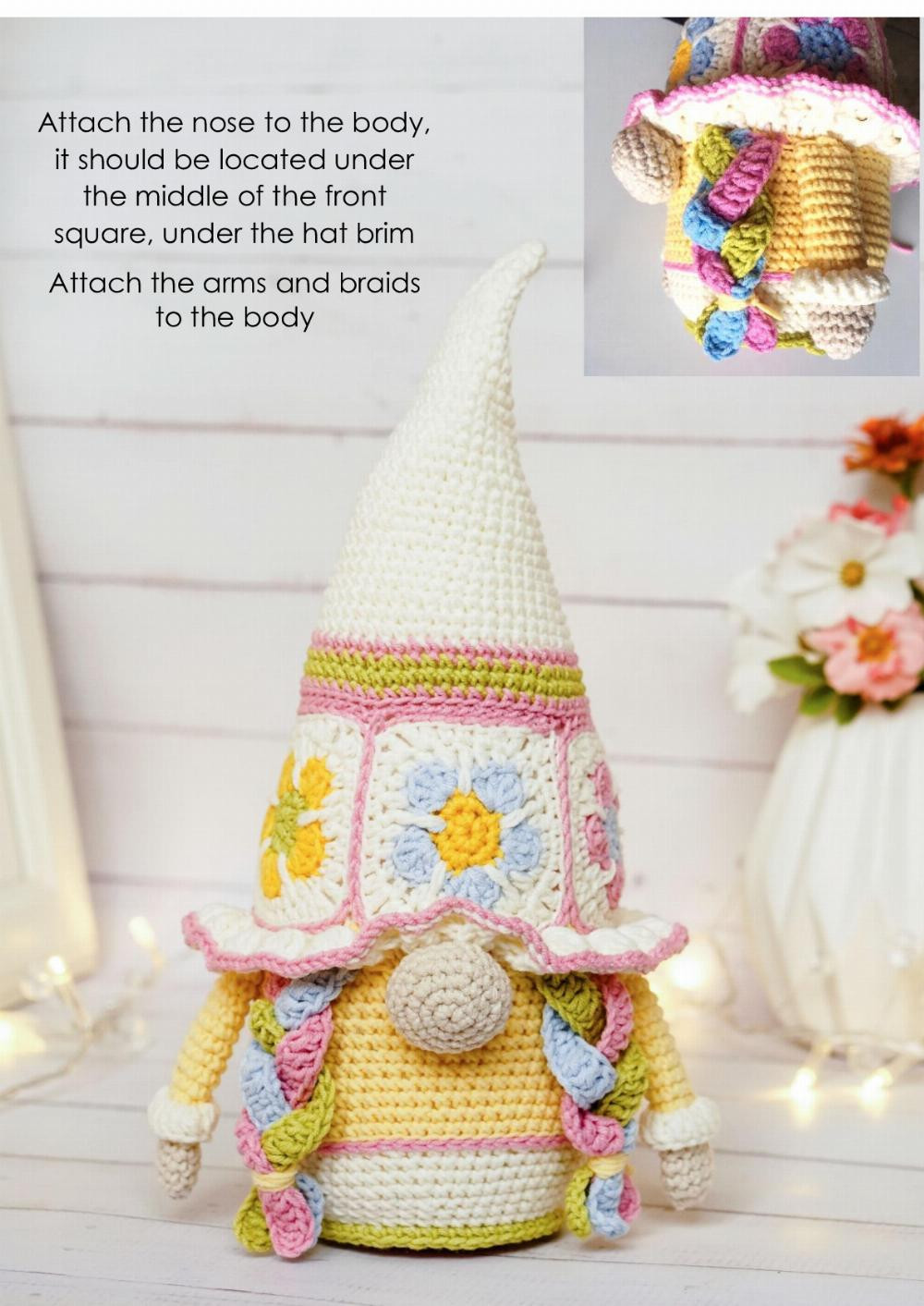 CROCHET GNOME- GRANNY SQUARE CONE GNOME