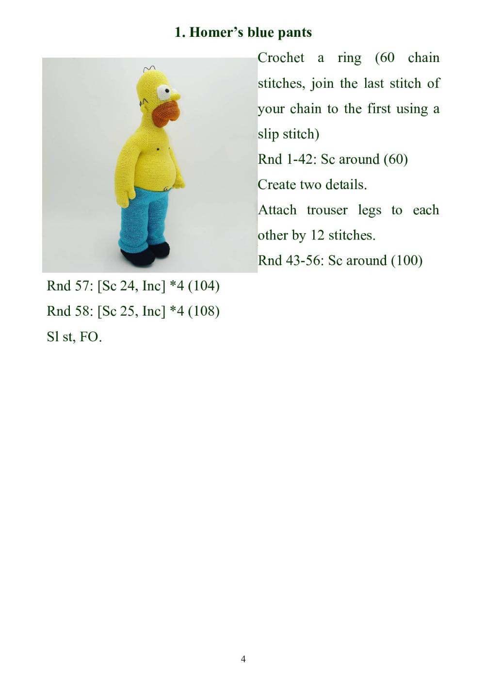 Crochet Homer's Classic Clothes PATTERN