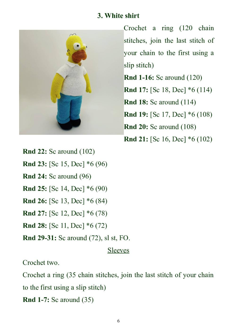 Crochet Homer's Classic Clothes PATTERN