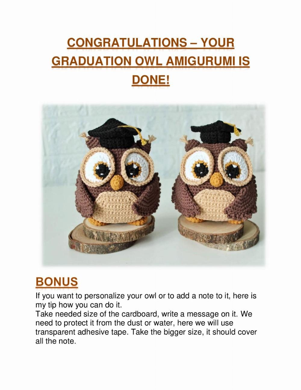 crochet owl graduation cap pattern