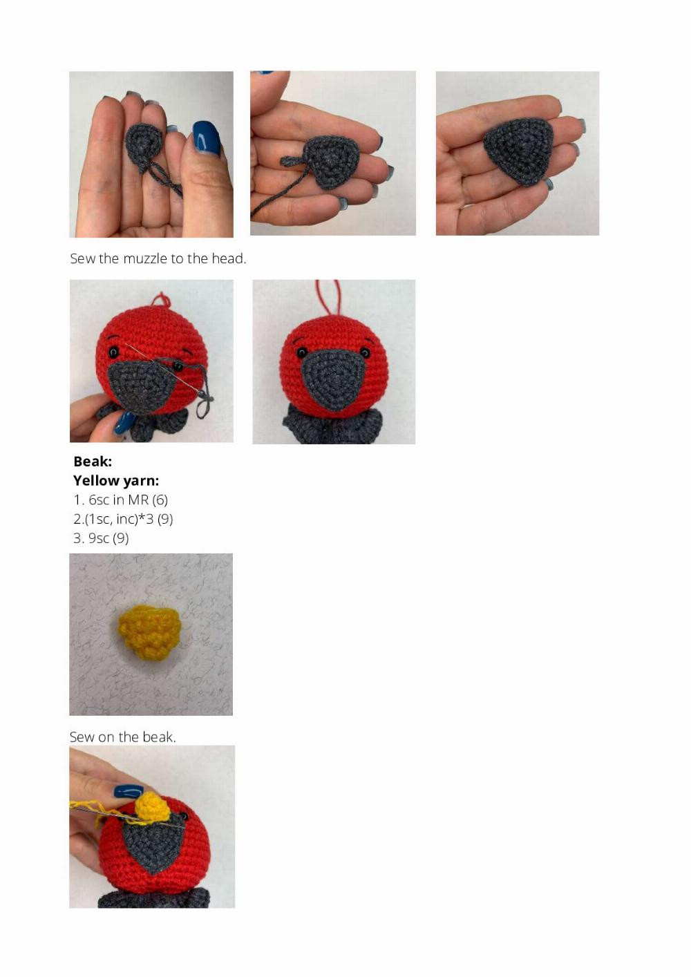 Crochet pattern "Cardinal bird ornament"