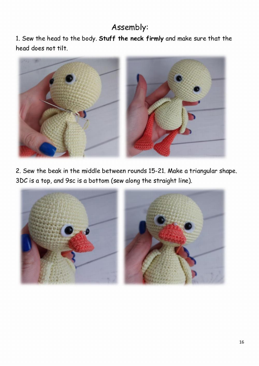 Crochet pattern Cute duck in a hat