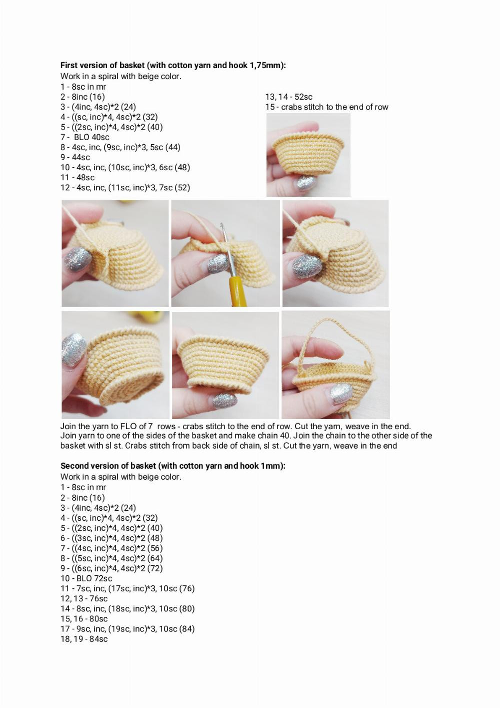 Crochet pattern “Egg basket and cake”