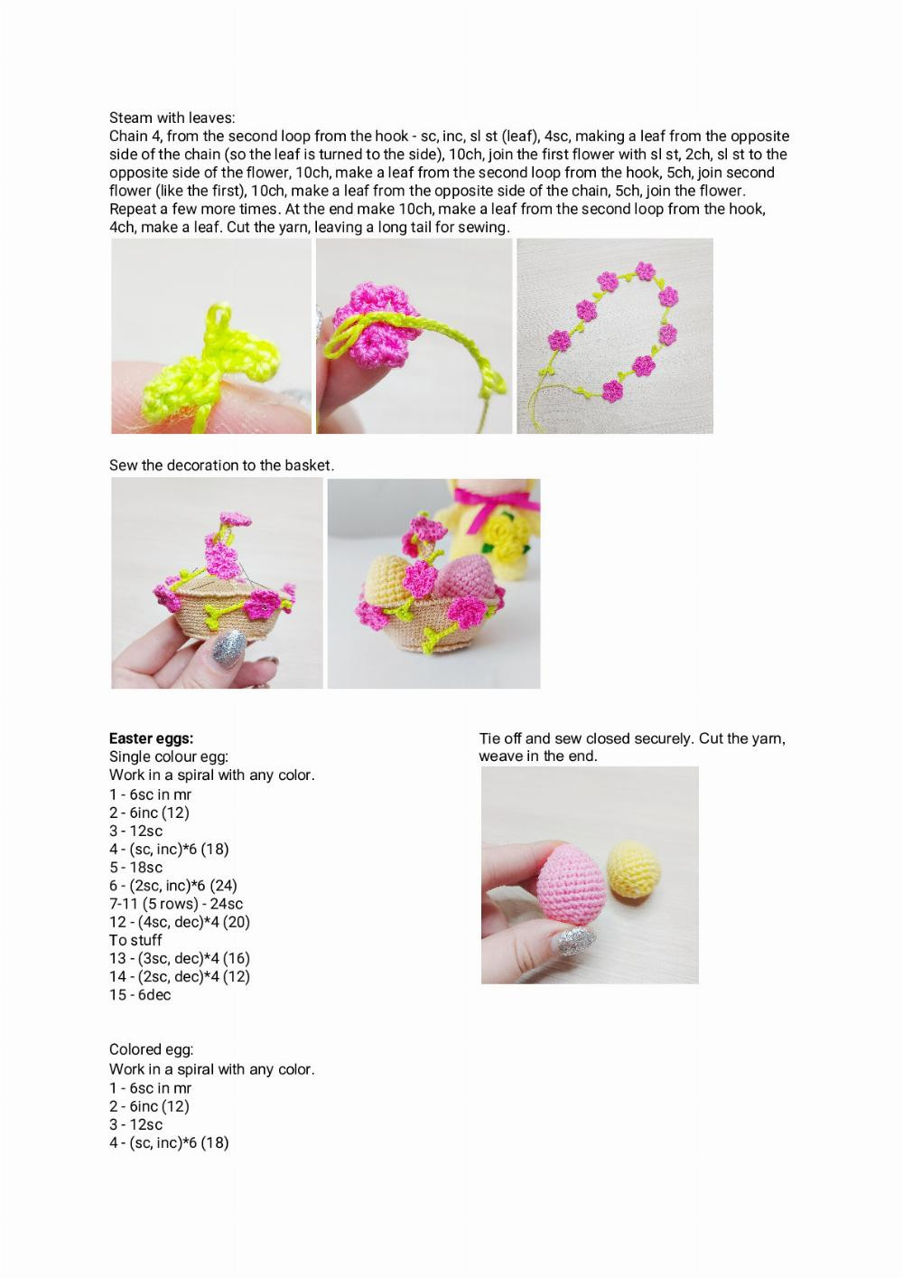 Crochet pattern “Egg basket and cake”