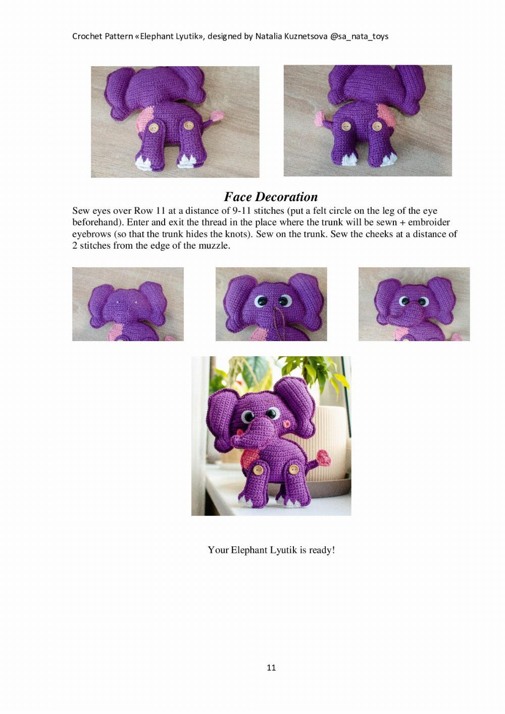 Crochet Pattern «Elephant Lyutik»,