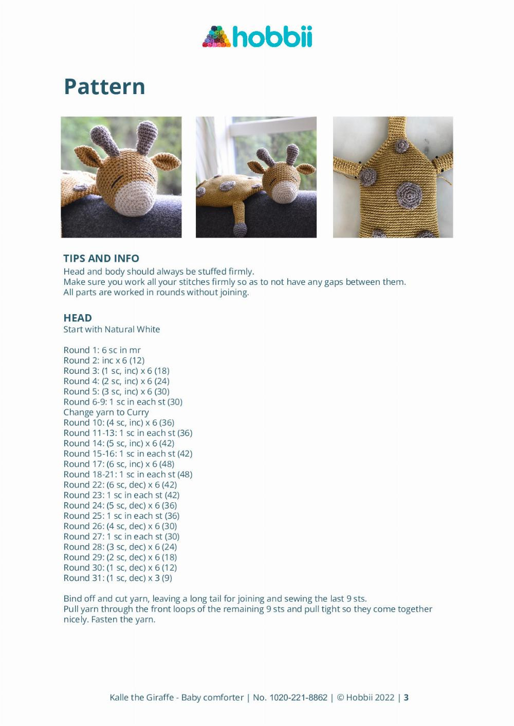 CROCHET PATTERN Kalle the Giraffe Baby