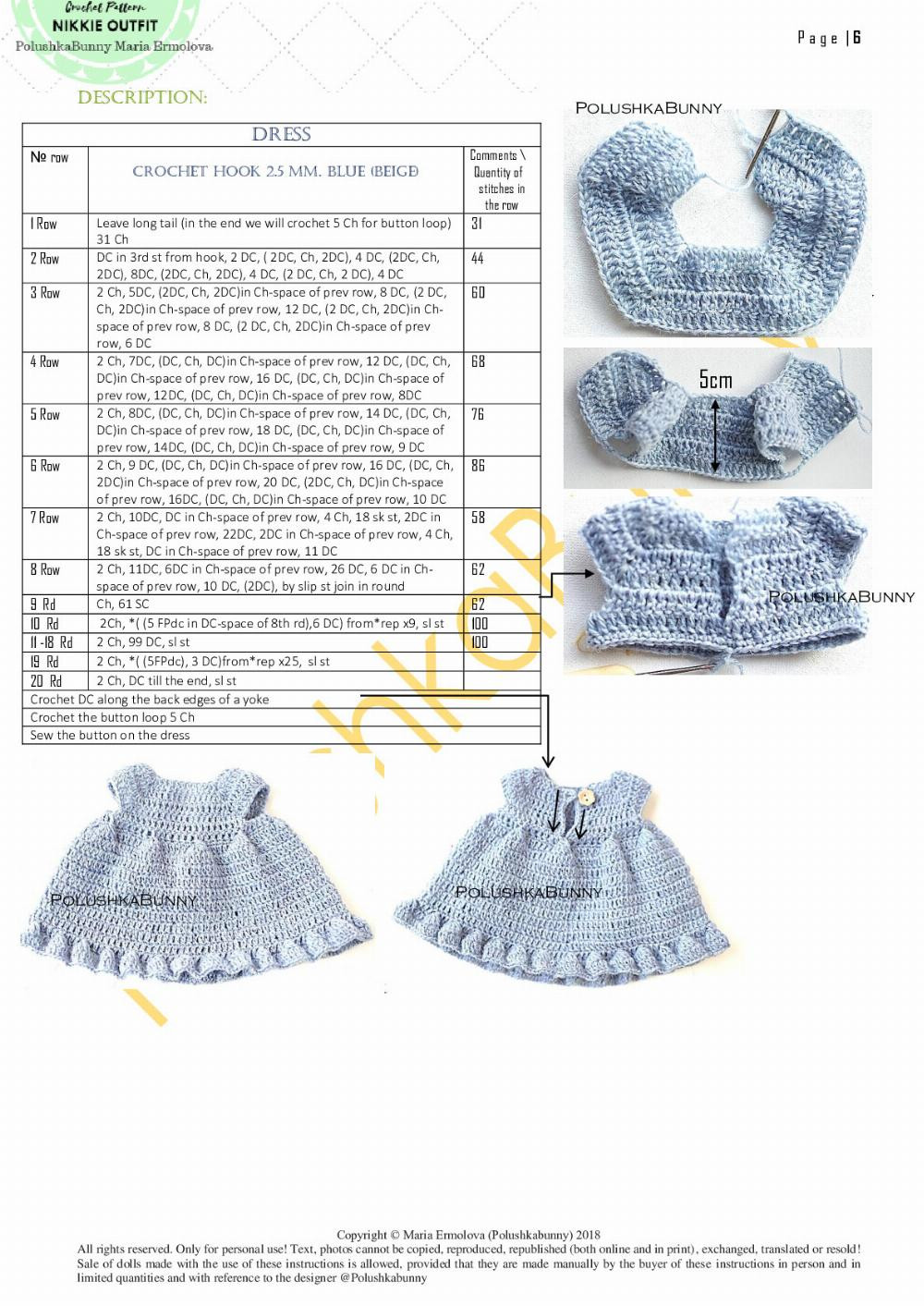 crochet pattern nikkie outfit polushkabunny