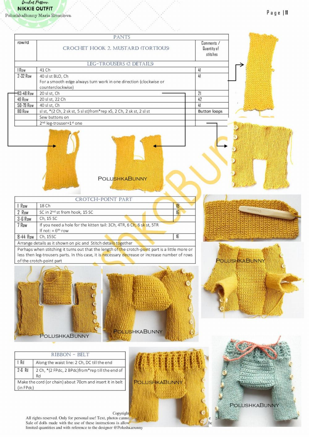 crochet pattern nikkie outfit polushkabunny