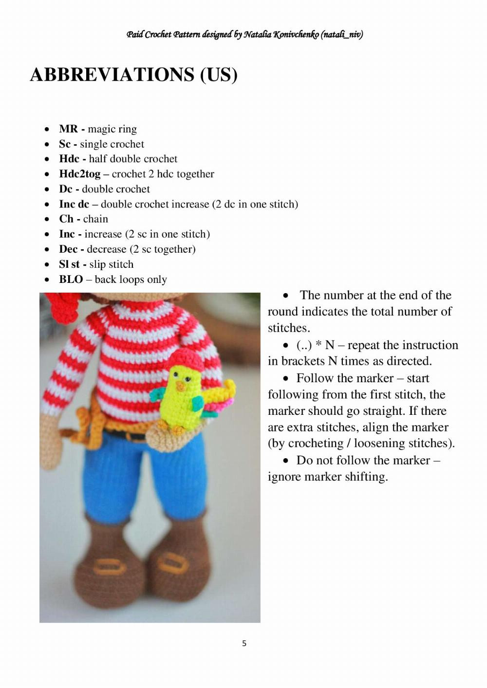 CROCHET PATTERN PIRATE doll