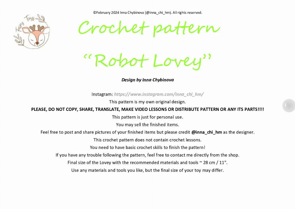 Crochet pattern “Robot Lovey”