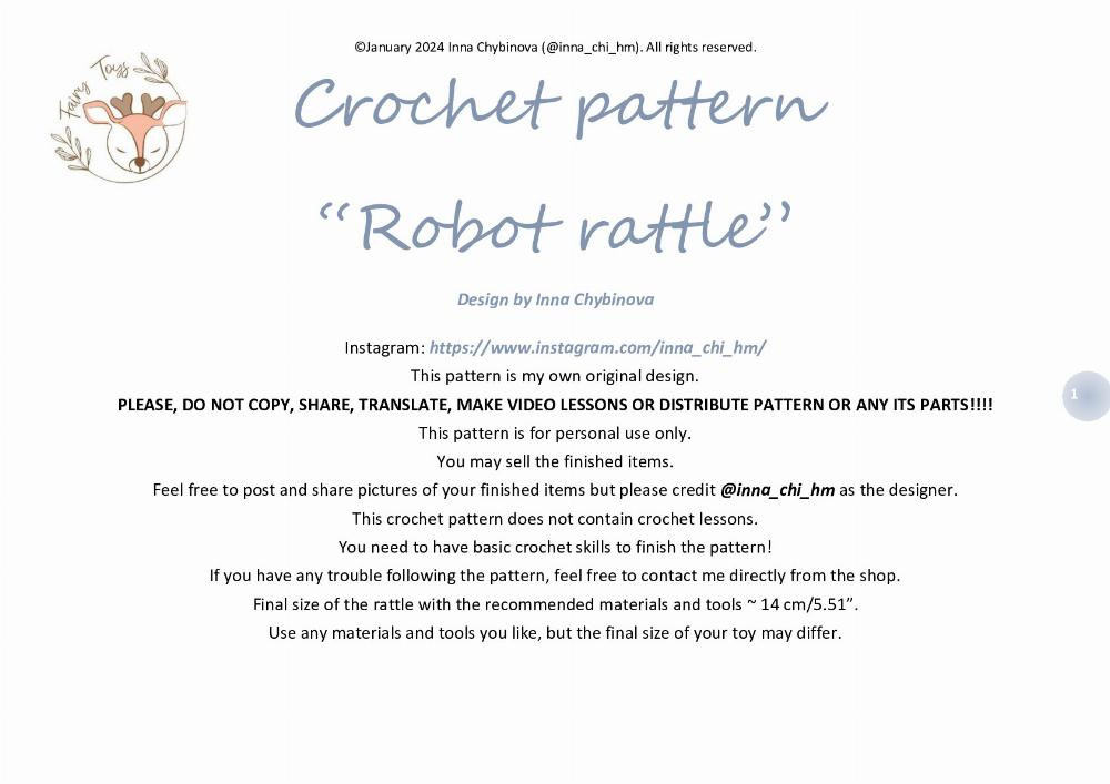 Crochet pattern “Robot rattle”