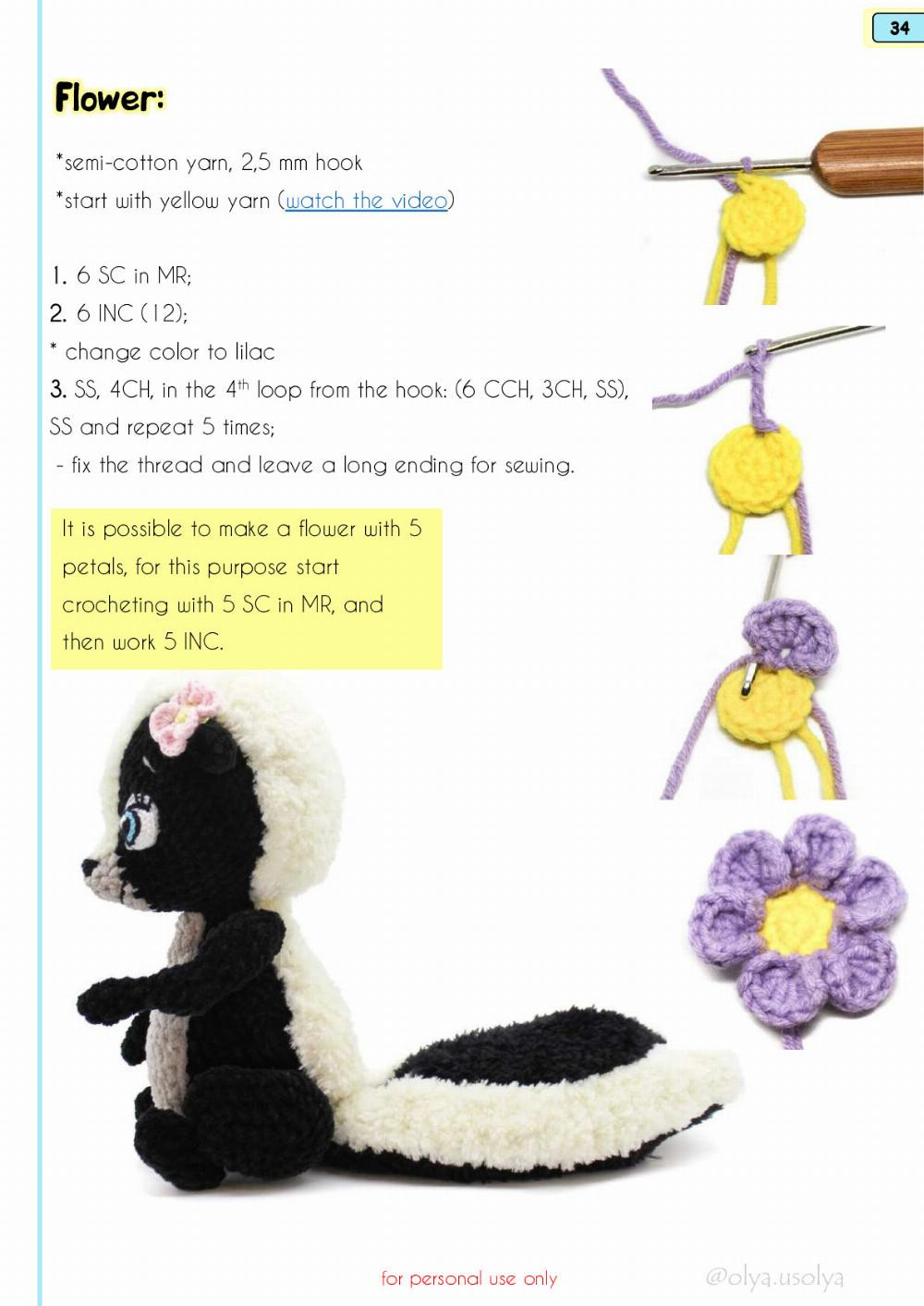 Crochet Pattern Skunk Flo