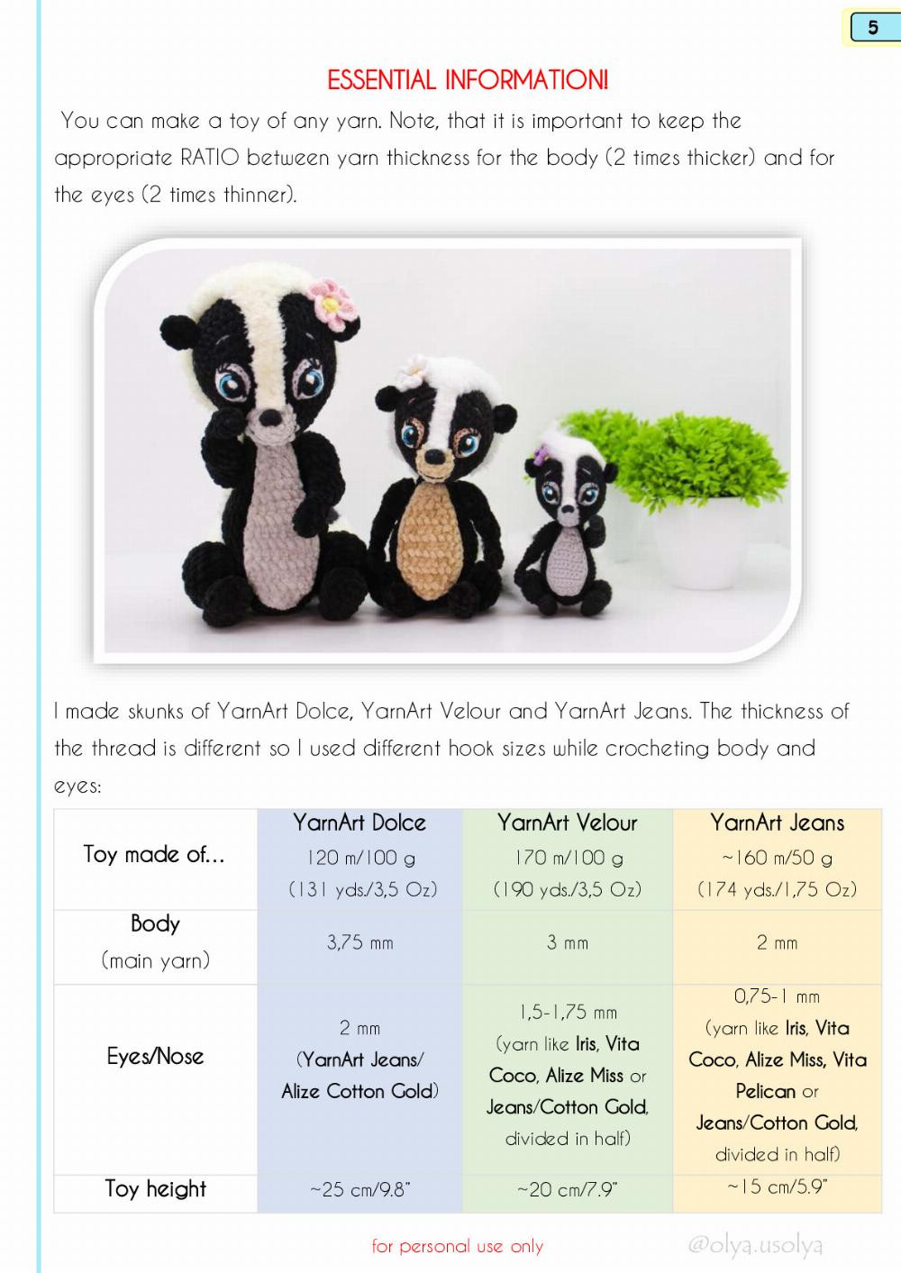 Crochet Pattern Skunk Flo