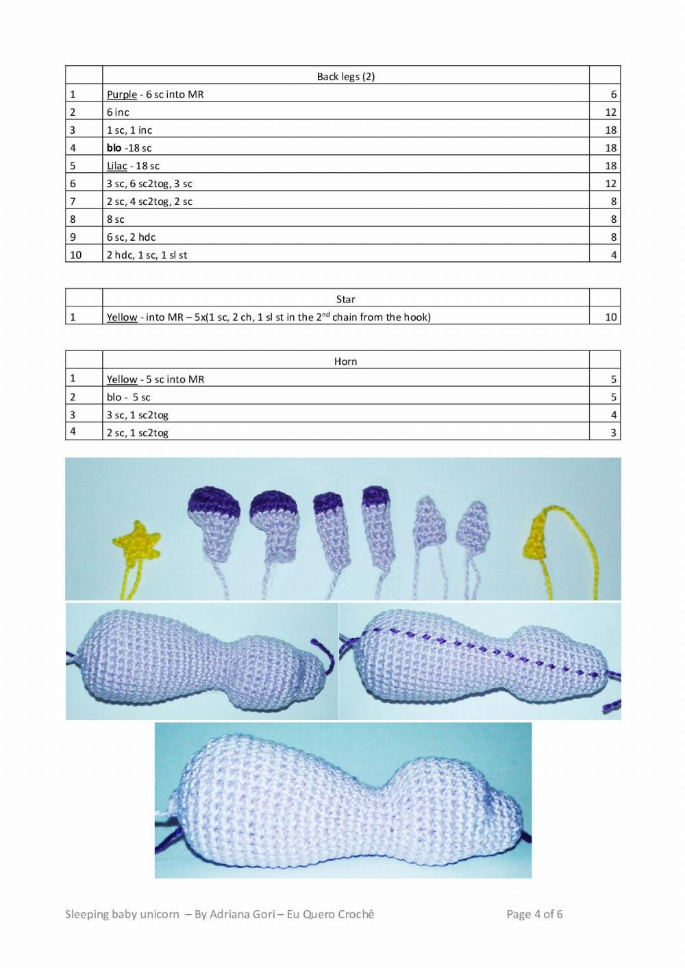 Crochet pattern: Sleeping baby unicorn