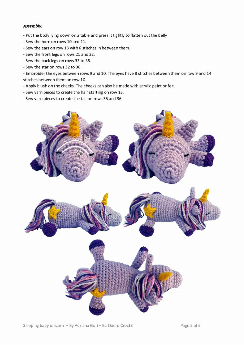 Crochet pattern: Sleeping baby unicorn