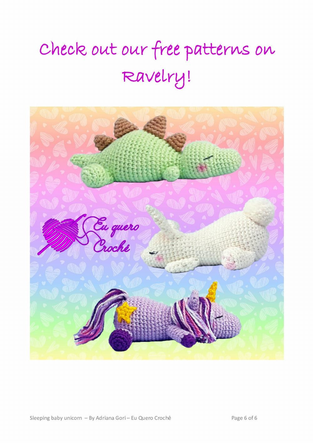 Crochet pattern: Sleeping baby unicorn