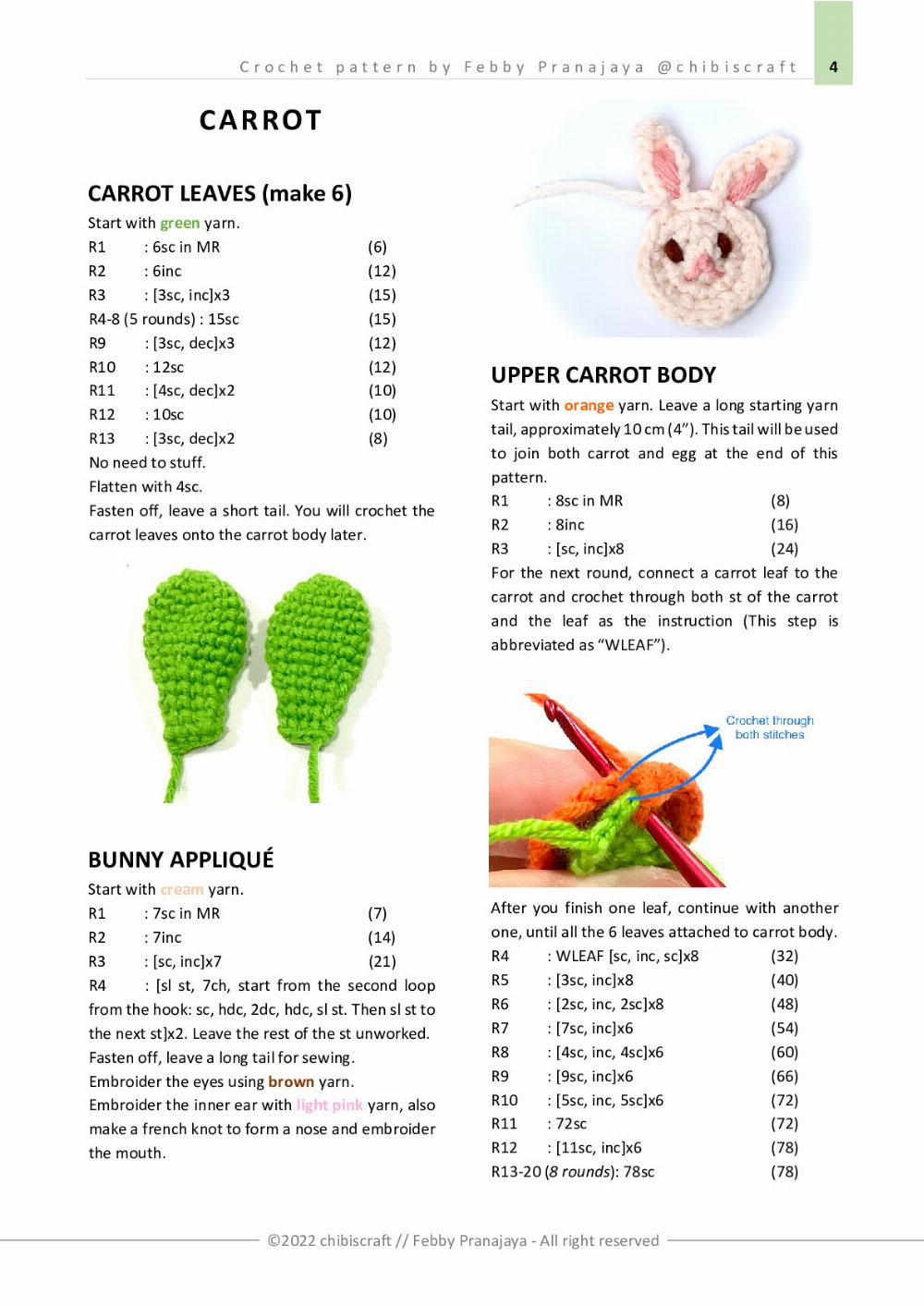 Crochet pattern | US crochet terms ENGLISH REVERSIBLE CARROT & EASTER EGG Amigurumi