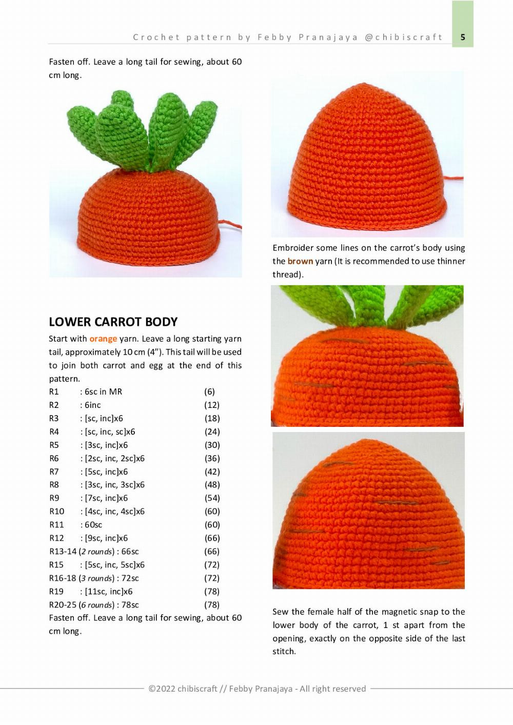 Crochet pattern | US crochet terms ENGLISH REVERSIBLE CARROT & EASTER EGG Amigurumi