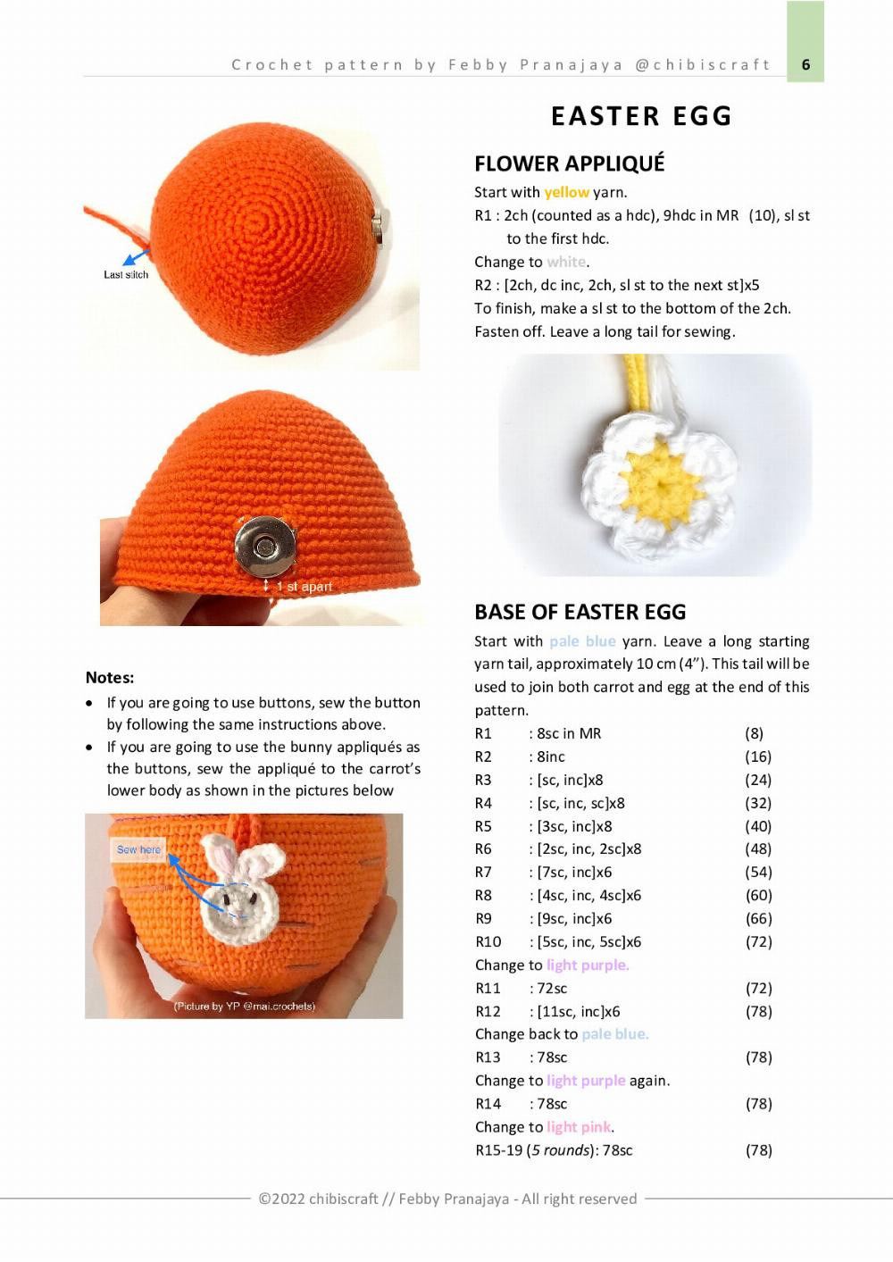 Crochet pattern | US crochet terms ENGLISH REVERSIBLE CARROT & EASTER EGG Amigurumi