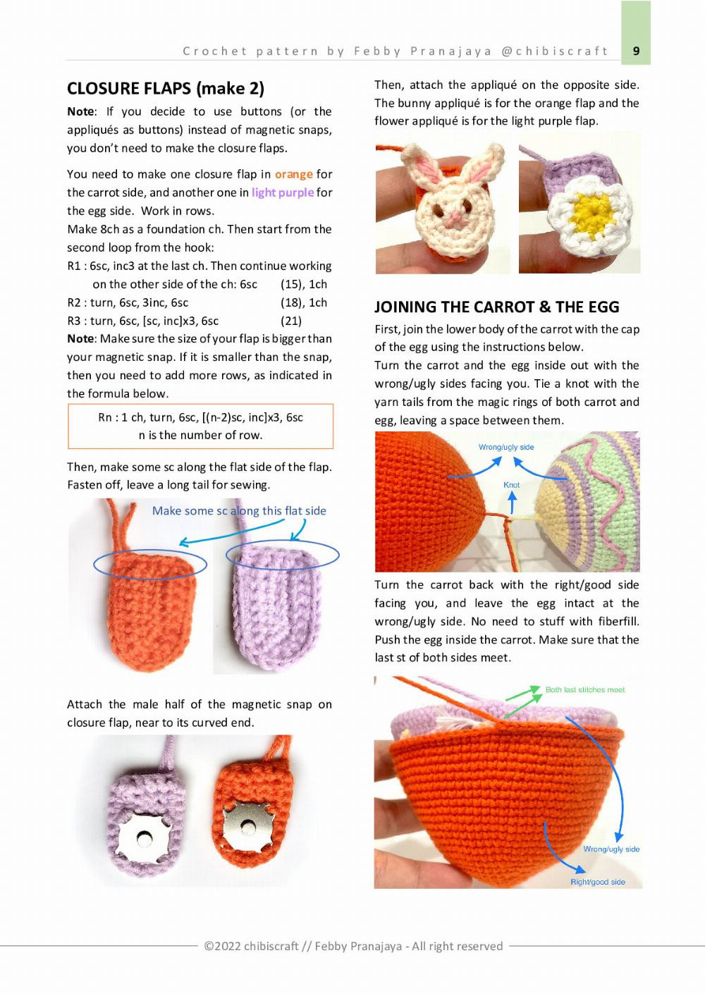 Crochet pattern | US crochet terms ENGLISH REVERSIBLE CARROT & EASTER EGG Amigurumi